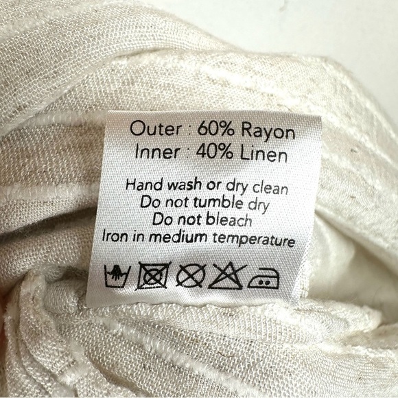 Lu ciee Natural Stripe Linen Blend Wrap Midi Dress Minimalist Classic Chic - Picture 10 of 14